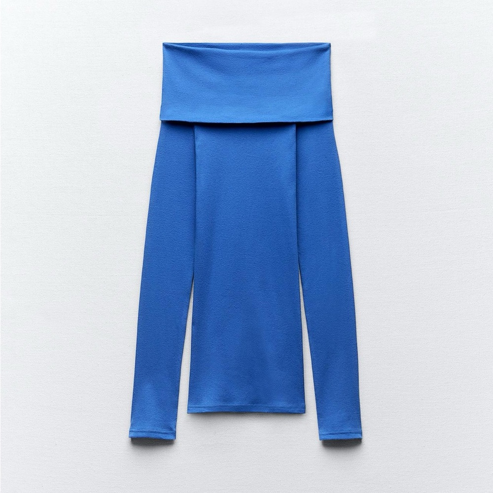 Zara Off-Shoulder Blue Top